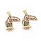 Brass Cubic Zirconia Bird Pendants, Toucan with Branch Charms, Cadmium Free & Lead Free, Golden, 24x20x3mm, Hole: 3.5x5mm