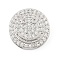 Brass Micro Pave Cubic Zirconia Slide Charms, Long-Lasting Plated, Flat Round, Platinum, 12.5x12.5x4mm, Hole: 11x1.5mm
