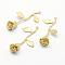 Brass Pendants, Lead Free & Cadmium Free & Nickel Free, Rose, Raw(Unplated), 39x15.5x9.5mm, Hole: 1.5mm