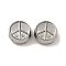 Tarnish Resistant 304 Stainless Steel Beads, Flat Round with Peace Sign, Stainless Steel Color, 7.5x4.5mm, Hole: 1.4mm