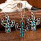 Cactus Alloy & Acrylic Pendant Necklaces & Dangle Earrings Sets, Platinum, 505mm