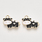 Alloy Enamel Pendants, Light Gold, Cow, Black, 16x19x2.5mm, Hole: 2.5mm