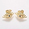 Brass Micro Pave Cubic Zirconia Charms, Eye Pendants, Blue, Golden, 9x13x2mm, Hole: 3.5mm
