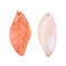Natural Red Trochus Shell Pendants, Leaf Charm, 25~26x10~11x2.5~3.5mm, Hole: 1mm