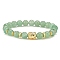 Natural Green Aventurine & Alloy Buddha Head Beaded Strech Bracelets, Inner Diameter: 2-1/8 inch(5.4~5.6cm)