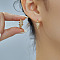 Elegant Brass Clear Cubic Zirconia X-shaped Hoop Earrings, Golden, 21x11mm