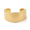 Ion Plating(IP) 304 Stainless Steel Textured Wide Cuff Bangles for Women, Real 18K Gold Plated, Inner Diameter: 2-1/4~2-1/2 inch(5.55~6.2cm)