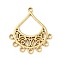 304 Stainless Steel Chandelier Component Links, Teardrop, Real 18K Gold Plated, 35x31x2mm, Hole: 2mm