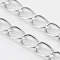 Iron Side Twisted Chain, Unwelded, with Spool, Lead Free & Nickel Free, Platinum Color, Size: Chains: about 7mm long, 5mm wide, 0.9mm thick, about 32.8 Feet(10m)/roll