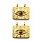 Natural Tiger Eye Pendants, Hollow Rectangle with Eye Charms, with 304 Stainless Steel Settings, Ion Plating(IP), Real 14K Gold Plated, 19x20x5mm, Hole: 2.5mm