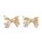 Brass Micro Pave Clear Cubic Zirconia Pendants, Cadmium Free & Nickel Free & Lead Free, Bowknot, Real 18K Gold Plated, 15~17x23~24x5mm, Hole: 1mm