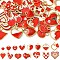 30Pcs 15 Styles Alloy Pendants, with Enamel, Heart, Red, 8~25x7.5~26x1.5~4mm, Hole: 1.5~2.1mm, 2pcs/style