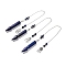 Natural Banded Agate Pointed Dowsing Pendulums, Dyed, with Eco-Friendly Brass Findings, Platinum, Cadmium Free & Lead Free, Bullet, 31.35cm