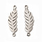 Non-Tarnish 201 Stainless Steel Connector Charms, Hollow Feather Links, Stainless Steel Color, 24x7x1mm, Hole: 1.4mm
