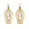 Brass Pendants, Cadmium Free & Lead Free, Shield with Saint Jude Charms, Real 18K Gold Plated, 20x11x2.5mm, Hole: 3.5x6mm