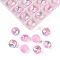 Pointed Back Glass Rhinestone Cabochons, Imitation Tourmaline, Faceted, Square, Pink, 8x8x5mm