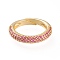Adjustable Brass Micro Pave Cubic Zirconia Cuff Rings, Open Rings, Long-Lasting Plated, Golden, Deep Pink, Size 5, 16mm
