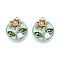 Rack Plating Alloy Rhinestone Enamel Pendants, Flat Round & Flower, with ABS Imitation Pearl, Platinum, 24x20x6mm, Hole: 1.8mm