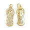 Brass Micro Pave Cubic Zirconia Pendants, Cadmium Free & Nickel Free & Lead Free, with Jump Ring, Religion Virgin Mary Charms, Golden, 25x10x2mm, Hole: 3.3mm
