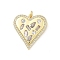 Brass Micro Pave Clear Cubic Zirconia Pendants, Heart, Lead Free & Cadmium Free, Long-Lasting Plated, with Jump Ring, Real 18K Gold Plated, 25.5x23.5x3mm, Hole: 3mm