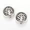 Tibetan Style Alloy Beads, Flat Round with Tree, Cadmium Free & Lead Free, Antique Silver, 18x4mm, Hole: 1.5mm, about 265pcs/1000g