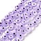 Handmade Evil Eye Lampwork Flat Round Bead Strands, Purple, 10x4mm, Hole: 1mm, about 38pcs/strand, 14.96 inch