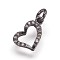 Brass Micro Pave Cubic Zirconia Pendants, Heart Charms, Gunmetal, 12.5x8x2mm, Hole: 3mm