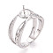 Brass Cuff Ring Settings, for Half Drilled Beads, Cadmium Free & Nickel Free & Lead Free, Real Platinum Plated, Pin: 0.7mm, 8.9mm, Inner Diameter: 15~16mm