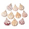 Natural Scallop Shell Pendants, with Real 18K Gold Plated Eco-Friendly Copper Wire, Pink, 47.5~50x36~37.5x8.5~10.5mm, Hole: 4mm