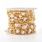 Brass Handmade Beaded Chain, Curb Chains, with Heart Plastic Beads, Long-Lasting Plated, Soldered, with Spool, Real 18K Gold Plated, Link: 4x2x0.3mm, Heart: 13x6x4mm, Round: 3mm, about 32.8 Feet(10m)/roll