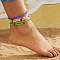6Pcs Bohemian Style Glass Seed Rondelle Beaded Stretch Anklets for Women, Medium Purple, 9-7/8 inch(250mm)