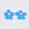Handmade Polymer Clay Cabochons, Flower, Deep Sky Blue, 27~28x26~28x10~11mm