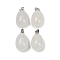 Natural Quartz Crystal Pendants, Teardrop Charms, with Stainless Steel Snap on Bails, Stainless Steel Color, 23x13mm, Hole: 3x5.5mm
