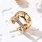 Brass Clear Cubic Zirconia Cuff Earrings, Two-layer C-Shaped, Golden, 9x12x12.5mm