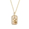 Brass Micro Pave Cubic Zirconia Rectangle with Constellation Pendant Necklaces, with Enamel, Cable Chain Necklace for Women, Leo, 15-3/4 inch(40cm)