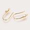 Brass Cubic Zirconia Earring Hooks, Ear Wire, with Horizontal Loop, Nickel Free, Real 18K Gold Plated, 15x9x2.5mm, Hole: 1mm, 20 Gauge, Pin: 0.8mm