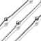 Tarnish Resistant 304 Stainless Steel Box Chains, with Round Beads, Unwelded, Stainless Steel Color, 1mm