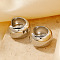 Shiny Retro Style Brass C-shaped Cuff Earrings, Silver, 20x13mm
