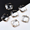 Transparent Glass Pendants, with Light Gold Tone Brass Findings, Long-Lasting Plated, Faceted, Rectangle, Clear, 21x19x6mm, Hole: 1mm