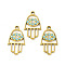 304 Stainless Steel Pendants, with Rhinestone, Hamsa Hand with Eye Charm, Golden, 25x14x1.5mm, Hole: 2mm