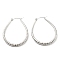 Non-Tarnish 304 Stainless Steel Textured Teardrop Hoop Earrings, Stainless Steel Color, 49.5x4mm