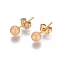 Ion Plating(IP) 304 Stainless Steel Stud Earrings, Ball Stud Earrings, Textured, with Earring Backs, Golden, 16x5mm, Pin: 0.8mm