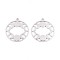 304 Stainless Steel Pendants, Flat Round with Moon Phase Charm, Anti-Tarnish, Stainless Steel Color, 29.5x26.5x1.5mm, Hole: 1.8mm