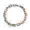 PVD Vacuum Plating Rectangle 201 Stainless Steel Chain Bracelets, with Lobster Claw Clasps, Rainbow Color, 8-1/2 inch(215mm)