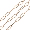 Ion Plating(IP) 304 Stainless Steel Textured Horse Eye Link Chains, Soldered, with Spool, Rose Gold, 15x7x1mm, about 16.40 Feet(5m)/Roll