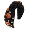 Plastic and Rhinestone Hair Bands, Wide Twist Knot Cloth Hair Accessories for Women Girl, Basketball, 145x125x30mm