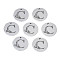 Non-Tarnish 304 Stainless Steel Charms, Laser Cut, Designed Letter Engraved, Flat Round, Stainless Steel Color, Letter.C, 14x1mm, Hole: 1.2mm