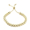 Adjustable Brass Round Beaded Slider Bracelets, with Box Chains, Real 18K Gold Plated, Inner Diameter: 2-3/8~3-5/8 inch(6.1~9.2cm)