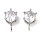 Brass Micro Pave Clear Cubic Zirconia Pendants, Cadmium Free & Nickel Free & Lead Free, Polygon Charms, Platinum, 11x6.5x4.5mm, Hole: 1.8mm