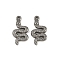 304 Stainless Steel Pendants, Snake Charm, Anti-Tarnish, Stainless Steel Color, 25x13x3mm, Hole: 1.4mm